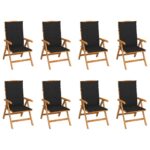 Reclining Garden Chairs with Cushions 8 pcs Solid Teak Wood