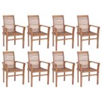 Stacking Dining Chairs 8 pcs Solid Teak Wood