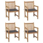 Garden Chairs 4 pcs with Anthracite Cushions Solid Teak Wood