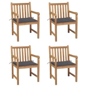 Garden Chairs 4 pcs with Anthracite Cushions Solid Teak Wood