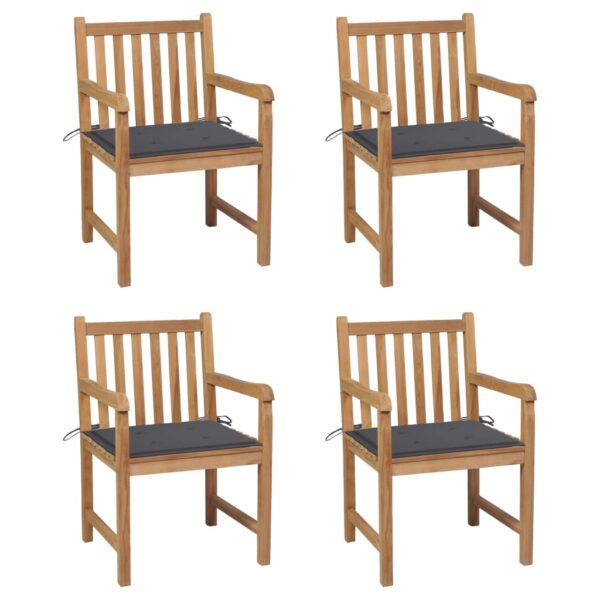 Garden Chairs 4 pcs with Anthracite Cushions Solid Teak Wood