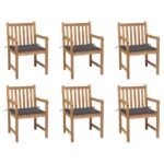 Garden Chairs 6 pcs with Anthracite Cushions Solid Teak Wood