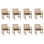 Garden Chairs 8 pcs with Anthracite Cushions Solid Teak Wood