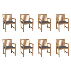 Garden Chairs 8 pcs with Anthracite Cushions Solid Teak Wood