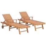 Sun Loungers 2 pcs Solid Teak Wood