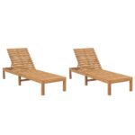 Sun Loungers 2 pcs Solid Wood Teak