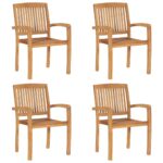 Stacking Garden Chairs 4 pcs Solid Teak Wood