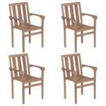 Stackable Garden Chairs 4 pcs Solid Teak Wood