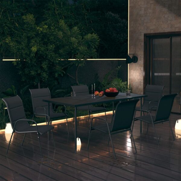 7 Piece Outdoor Dining Set Steel Anthracite