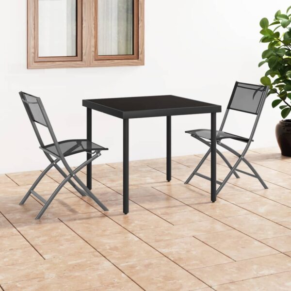 Elegant Outdoor Dining Set Steel Frame Foldable Chairs Garden Patio Furniture