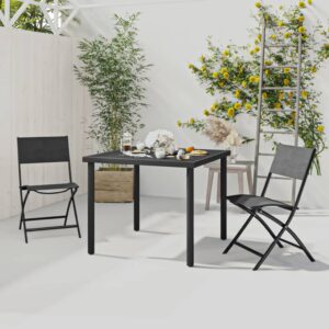 Outdoor Dining Set Elegant Steel Frame Garden Patio Furniture Textilene Chairs