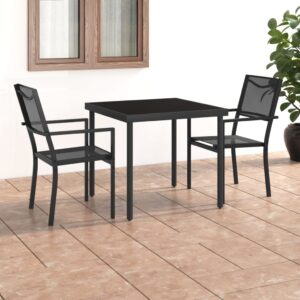 Outdoor Dining Set Elegant Steel Frame Textilene Chairs Garden Patio Furniture