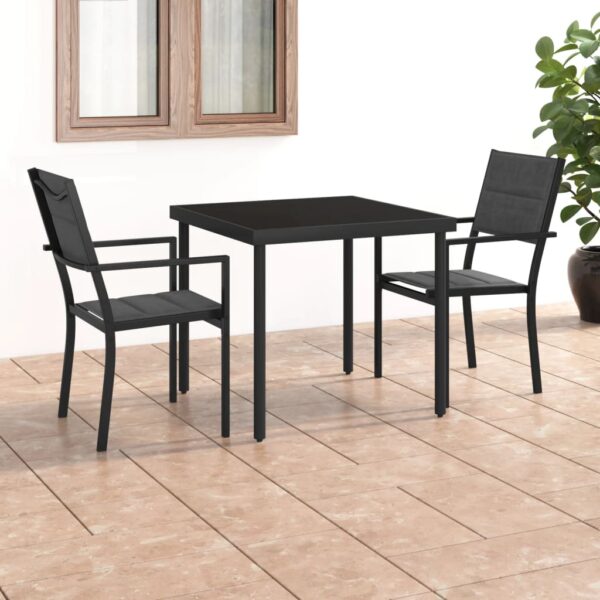 Outdoor Dining Set Steel Elegant Garden Patio Furniture Textilene Chairs Table