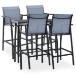 5 Piece Garden Bar Set Black and Grey