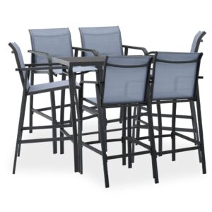 7 Piece Garden Bar Set Black and Grey