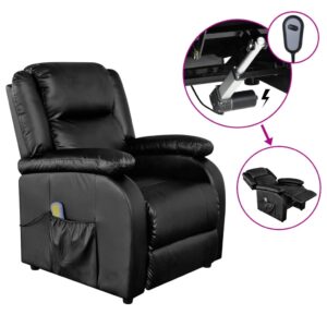 Electric Massage Chair Black Faux Leather