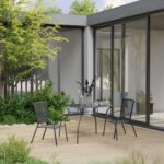 3 Piece Garden Dining Set Steel Anthracite