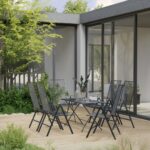 7 Piece Garden Dining Set Steel Anthracite