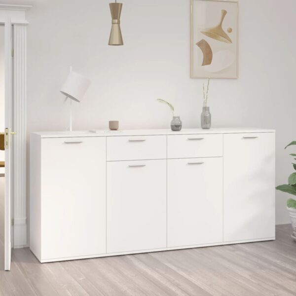 Chic White Storage Sideboard Cabinet Minimalist Design with Doors and Drawers