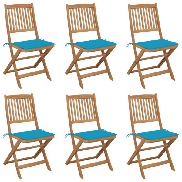 Folding Garden Chairs 6 pcs with Cushions Solid Acacia Wood