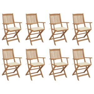 Folding Outdoor Chairs with Cushions 8 pcs Solid Wood Acacia