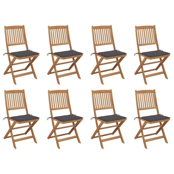 Folding Outdoor Chairs with Cushions 8 pcs Solid Wood Acacia