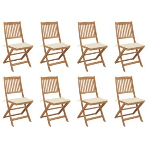 Folding Outdoor Chairs with Cushions 8 pcs Solid Wood Acacia