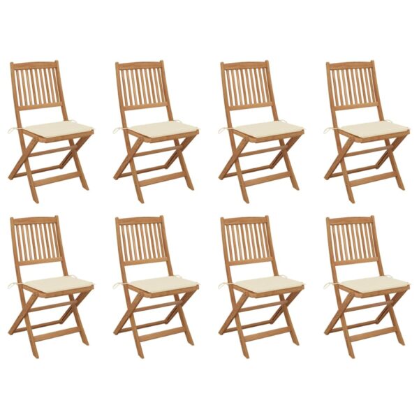 Folding Outdoor Chairs with Cushions 8 pcs Solid Wood Acacia