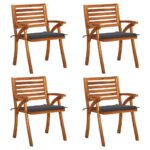 Garden Chairs with Cushions 4 pcs Solid Acacia Wood