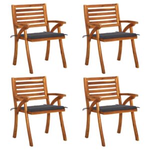 Garden Chairs with Cushions 4 pcs Solid Acacia Wood