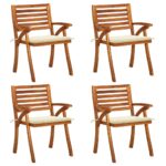 Garden Chairs with Cushions 4 pcs Solid Acacia Wood