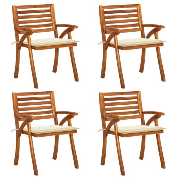 Garden Chairs with Cushions 4 pcs Solid Acacia Wood