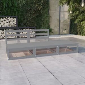 Solid Pine Wood Garden Lounge Set Grey Outdoor Furniture Modular Sofa Table