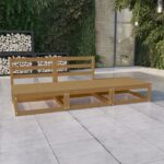 3 Piece Garden Lounge Set Honey Brown Solid Wood Pine