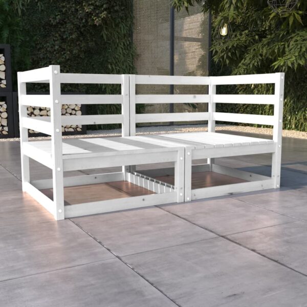 Outdoor Garden Patio Loveseat Bench White Solid Pine Wood Comfortable Seating