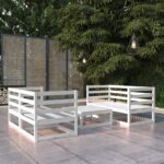 Solid Pine Wood White Garden Lounge Set Outdoor Furniture Corner Sofa Table