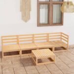 Solid Pinewood Garden Lounge Set Outdoor Furniture Modular Sofa Table Combo