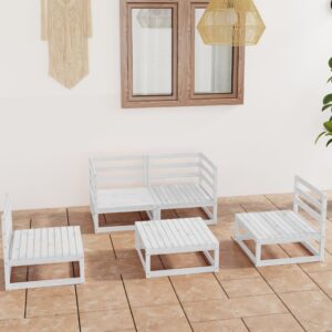 White Solid Pine Wood Outdoor Garden Lounge Set Modular Patio Furniture