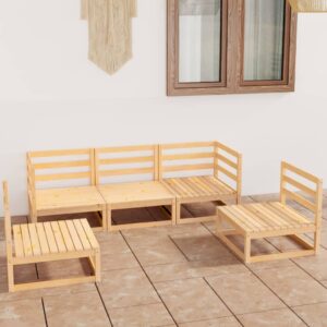 Solid Pinewood Garden Lounge Set Outdoor Modular Seating Furniture Durable Patio