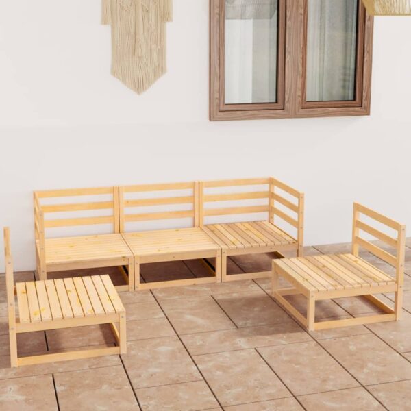 Solid Pinewood Garden Lounge Set Outdoor Modular Seating Furniture Durable Patio