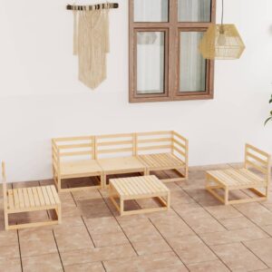 Solid Pinewood Garden Lounge Set Outdoor Modular Seating Furniture Weatherproof