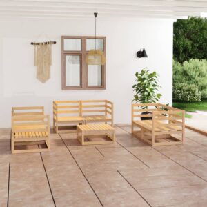 Solid Pinewood Garden Lounge Set Outdoor Furniture Modular Sofa Table Combo