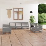 7 Piece Garden Lounge Set Grey Solid Pinewood