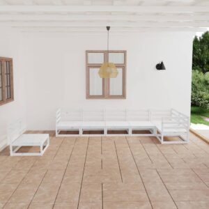 7 Piece Garden Lounge Set White Solid Pinewood