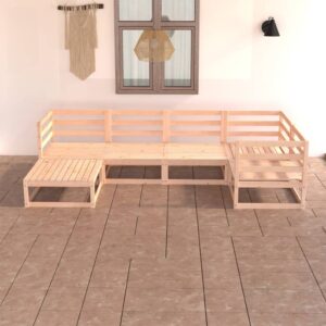 Solid Pinewood Garden Lounge Set Outdoor Modular Seating Weather Resistant