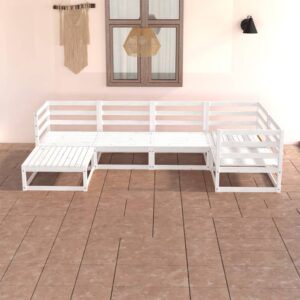 White Solid Pine Wood Garden Lounge Set Outdoor Modular Seating Furniture