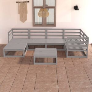 7 Piece Garden Lounge Set Grey Solid Pinewood