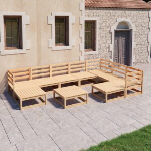 10 Piece Garden Lounge Set Solid Pinewood