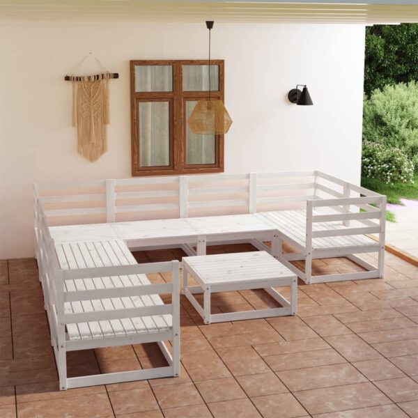 9 Piece Garden Lounge Set Solid Pinewood