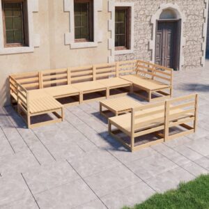 10 Piece Garden Lounge Set Solid Pinewood